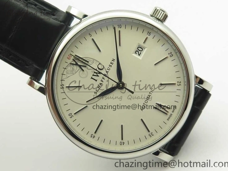 MIROTIME 0223 Supportive Portofino Automatic SS AF 1:1 Best Edition White Dial on Black Croco Leather Strap A 7184